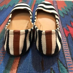 Navy & white striped canvas slipper flats- size 9